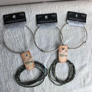 Jewelry Making Supplies: 3 bangle bracelets & 2 stretchy rhinestone 5ea. #208